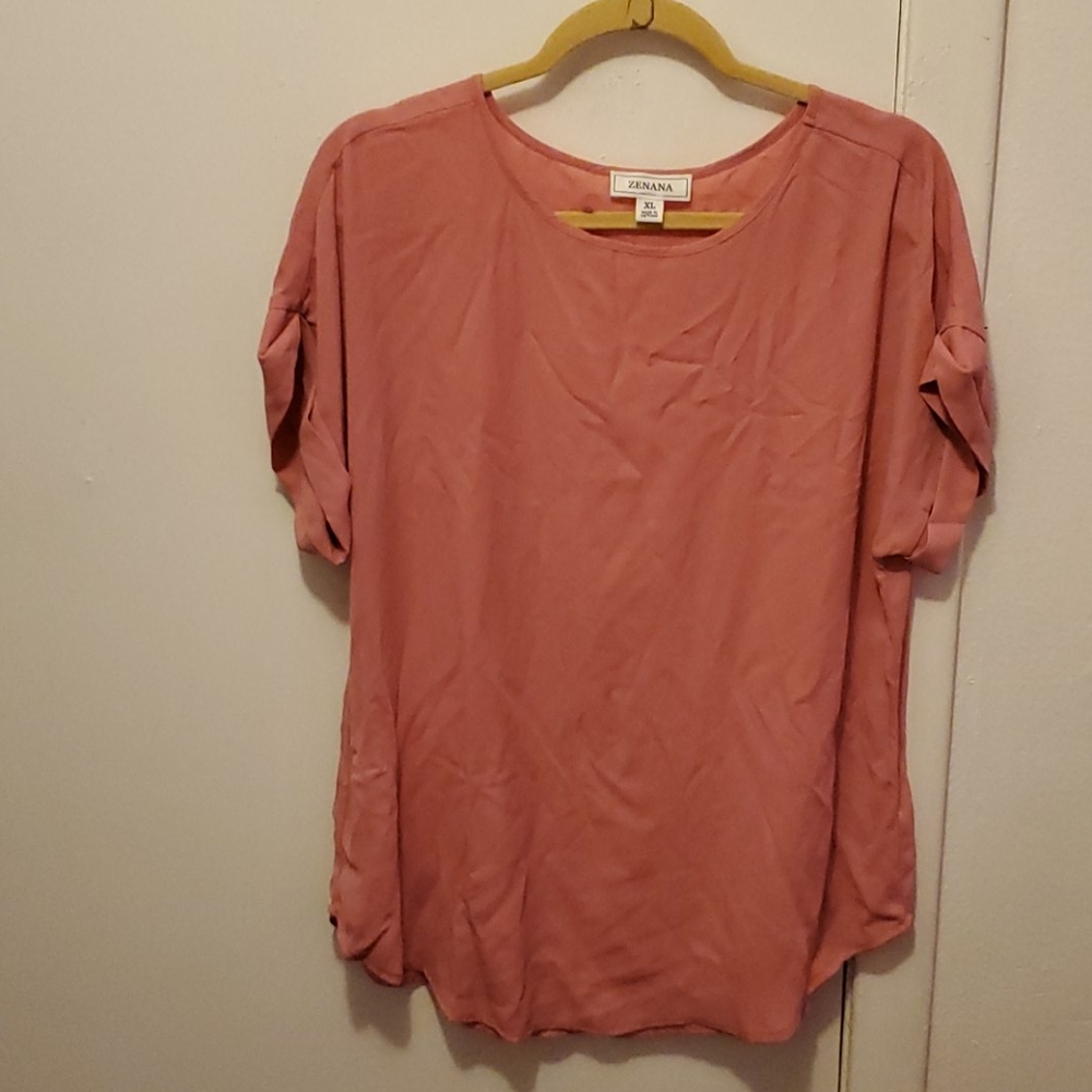 Zenana peach blouse with cute feminine sleeves